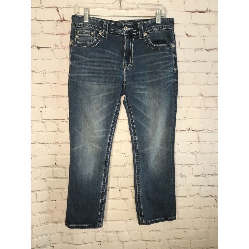 Miss Me women’s Jeans Size 27 Slim fit boyfriend capri crop pants blue EUC